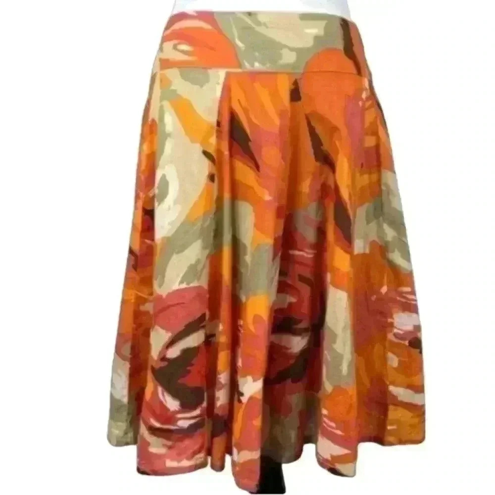 Christopher & Banks petite skirt size 10P multicolored abstract floral full